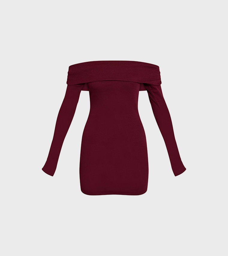 فستان ميني ضيق مرن كم طويل 