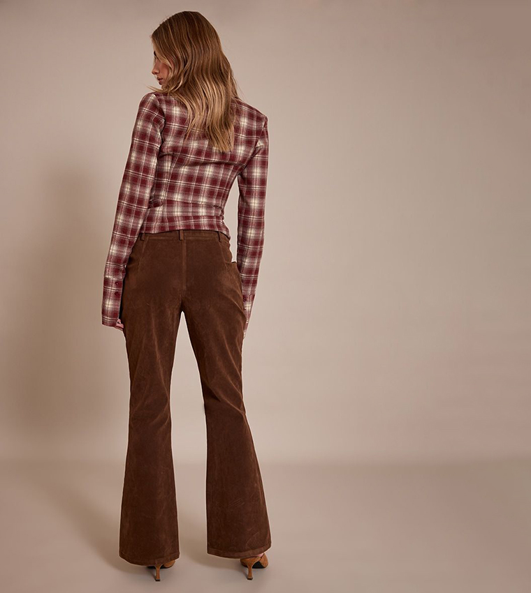 Faux Suede Flared Trousers