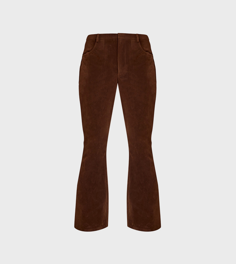 Faux Suede Flared Trousers