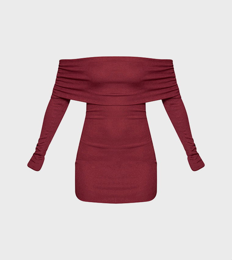 Bardot Ruched Bodycon Mini Dress