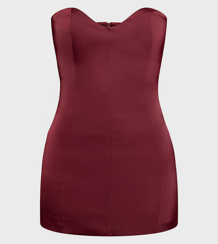 Satin Sweetheart Neckline Mini Dress