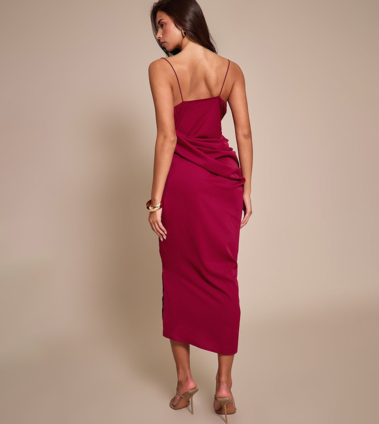 Chiffon Drape Cut-Out Midaxi Dress