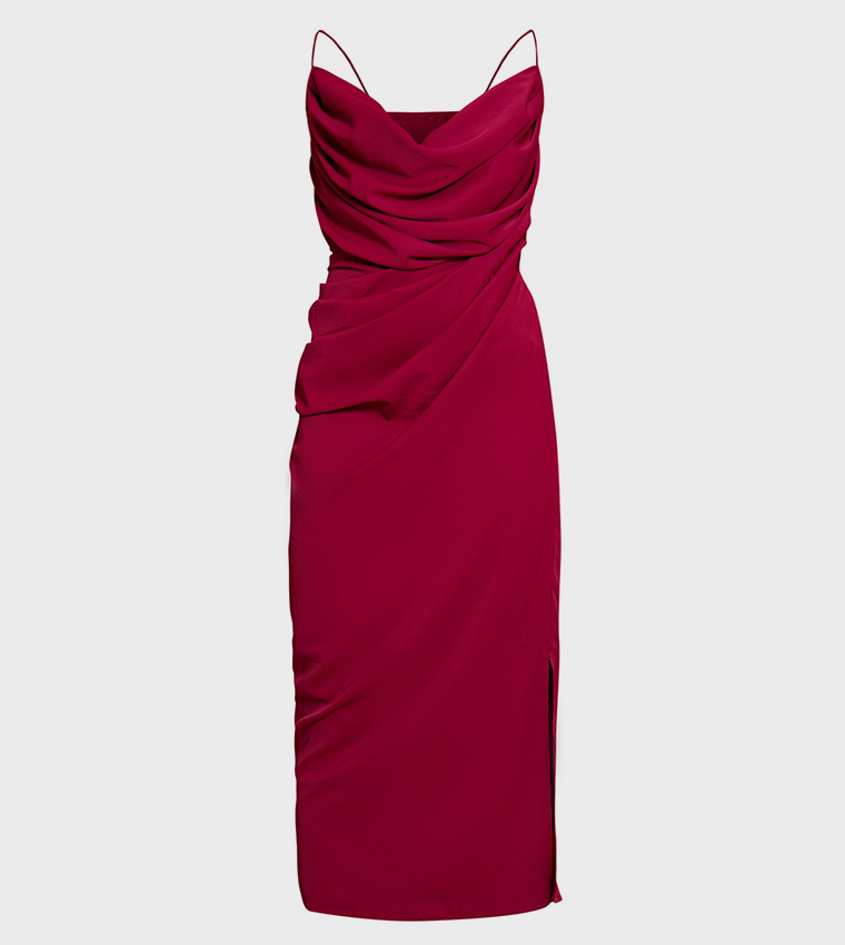 Chiffon Drape Cut-Out Midaxi Dress