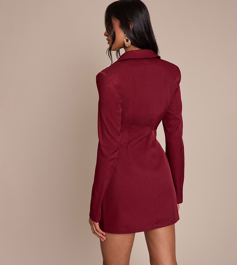 Tailored Button Up Pocket Detail Mini Dress
