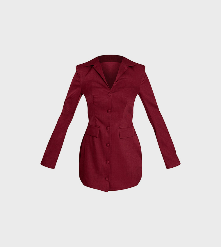 Tailored Button Up Pocket Detail Mini Dress