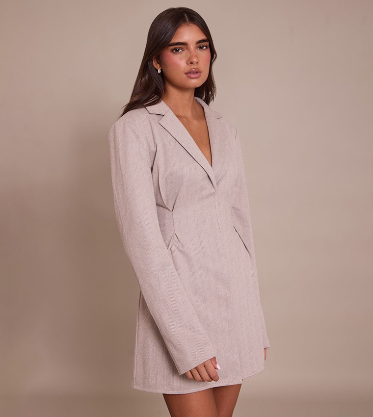Wool Look Tailored Mini Blazer Dress