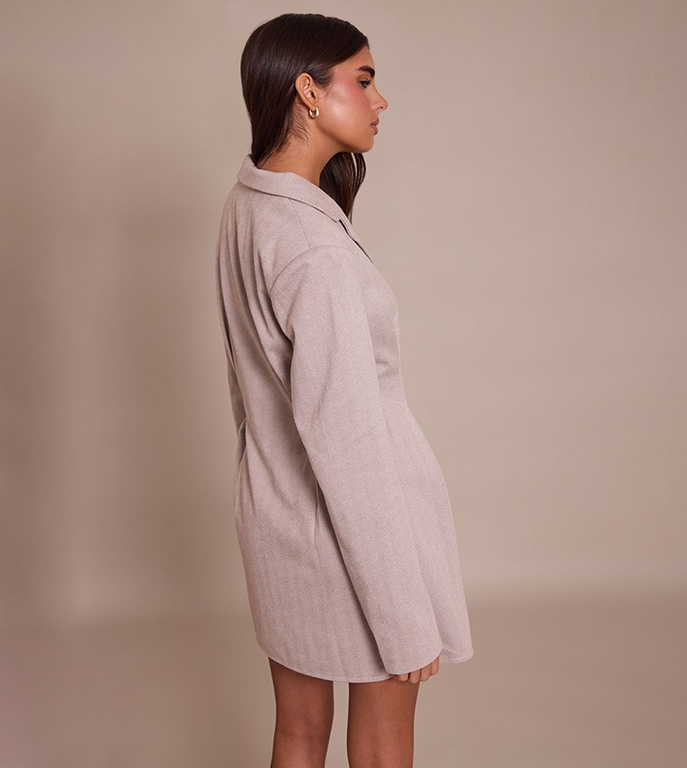 Wool Look Tailored Mini Blazer Dress
