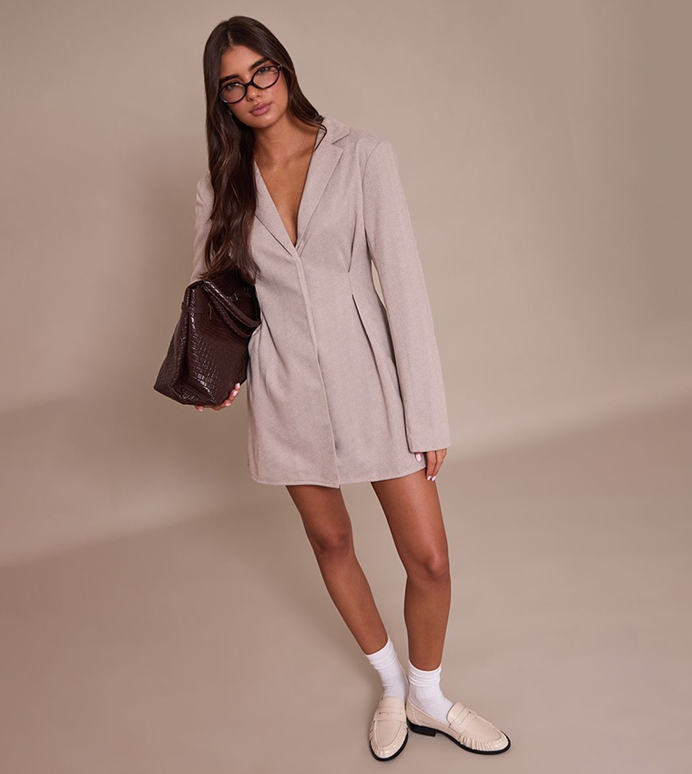 Wool Look Tailored Mini Blazer Dress