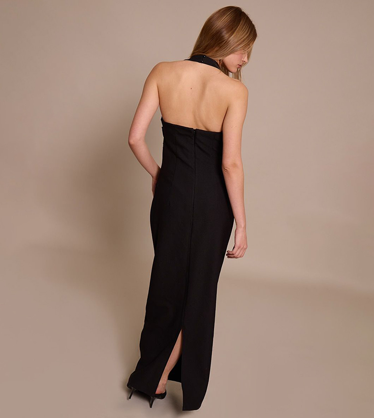 Halterneck Ruched Detail Maxi Dress