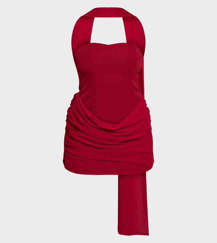 Shape Drape Scarf Detail Mini Dress