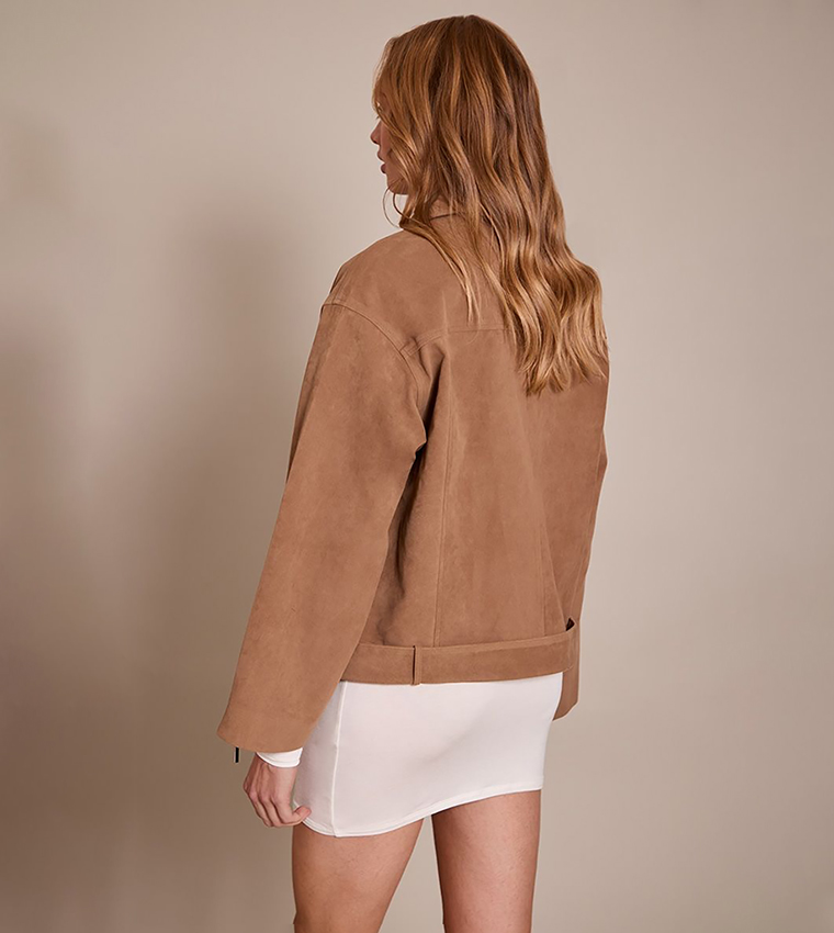 جاكيت بيكر اوفرسايز شامواه صناعي 