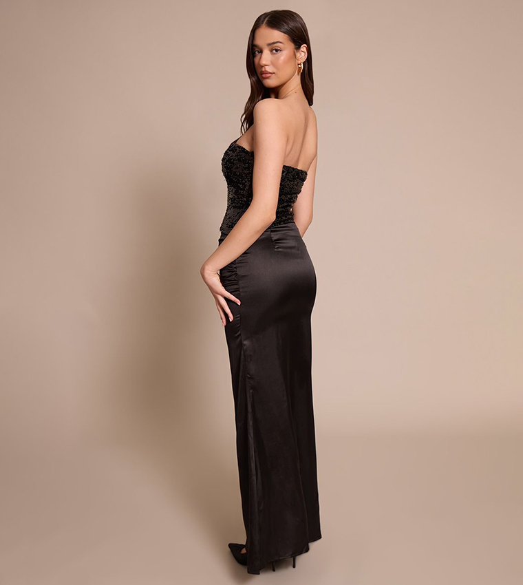 Sequined Asymmetric Maxi Party Dress