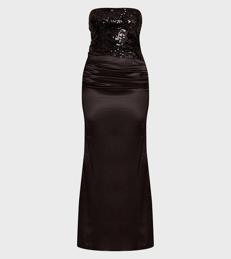 Sequined Asymmetric Maxi Party Dress