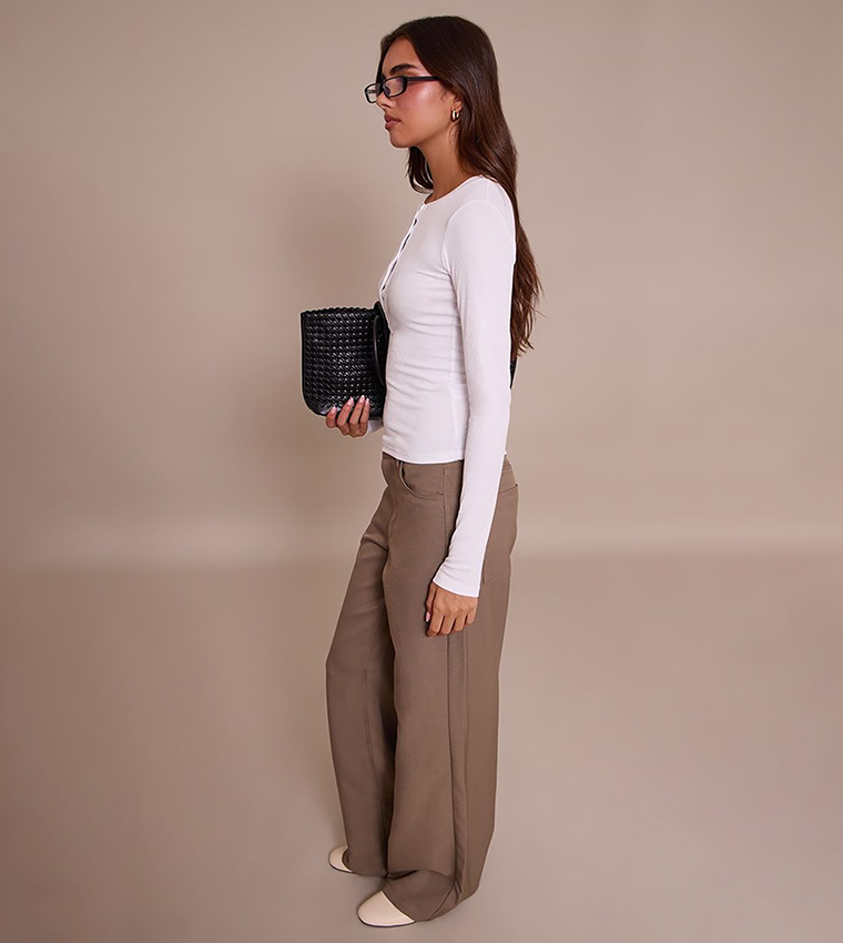 Soft Ribbed Button Up Fitted Long Sleeves Top