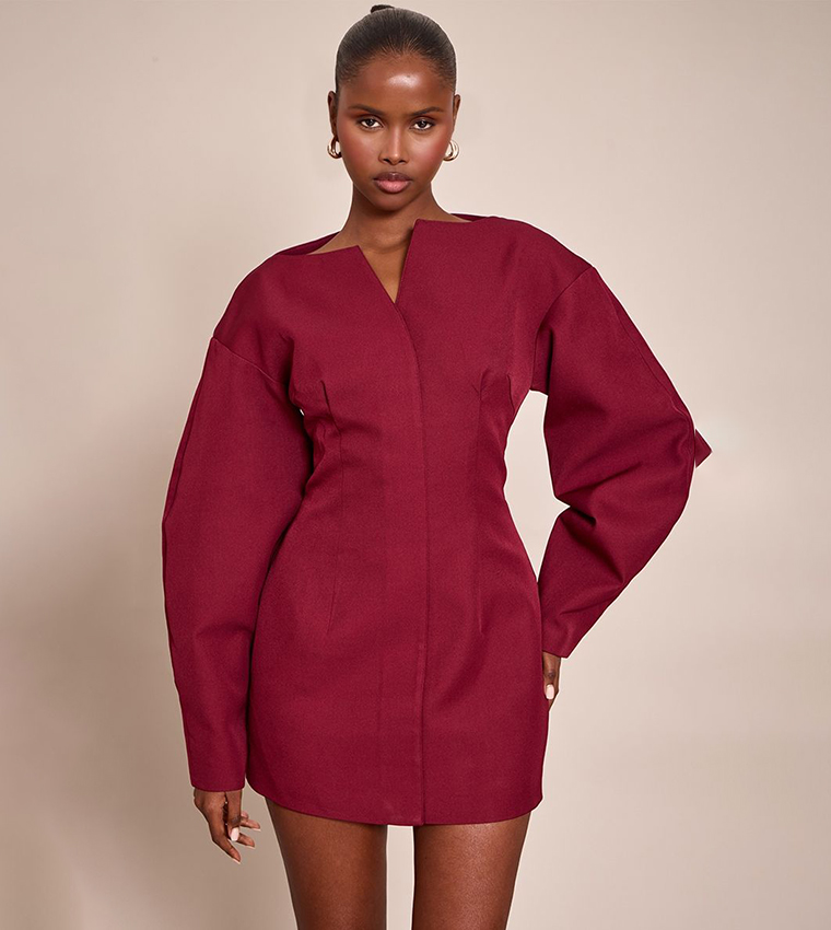 فستان ميني بليزر بخصر مزموم 