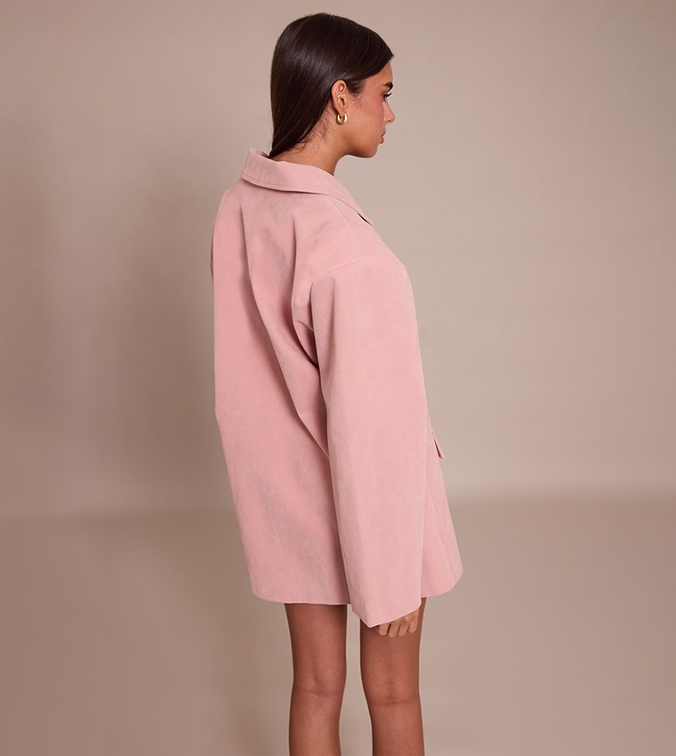 Faux Suede Structured Mini Blazer Dress