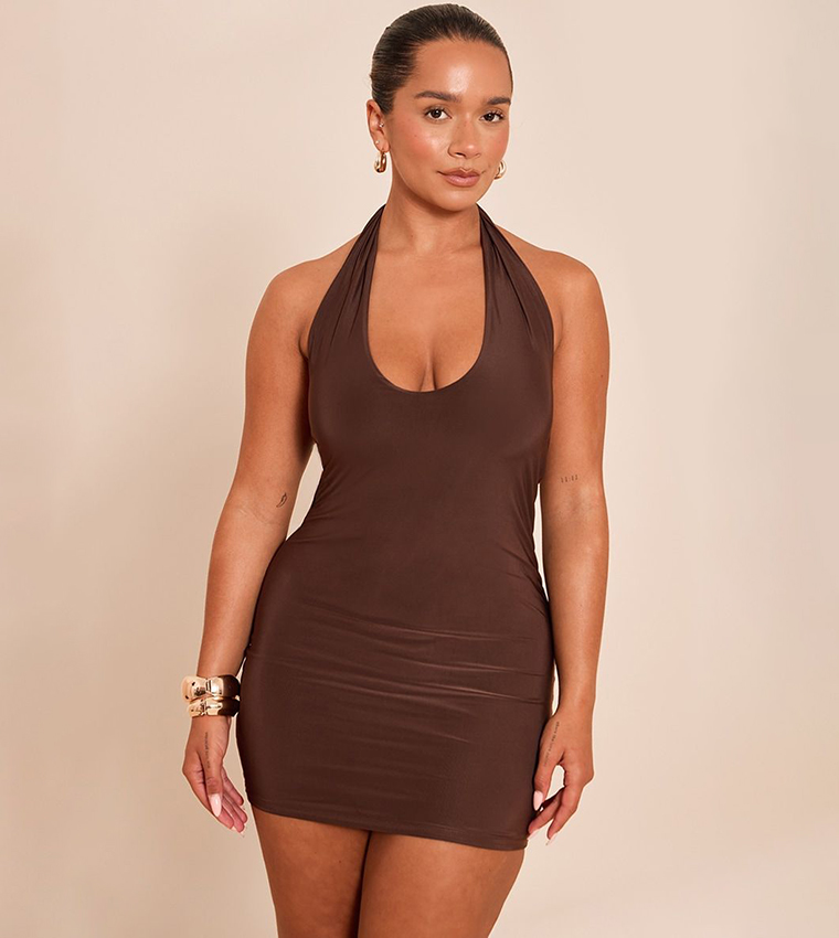 Shape Slinky Halterneck Mini Dress