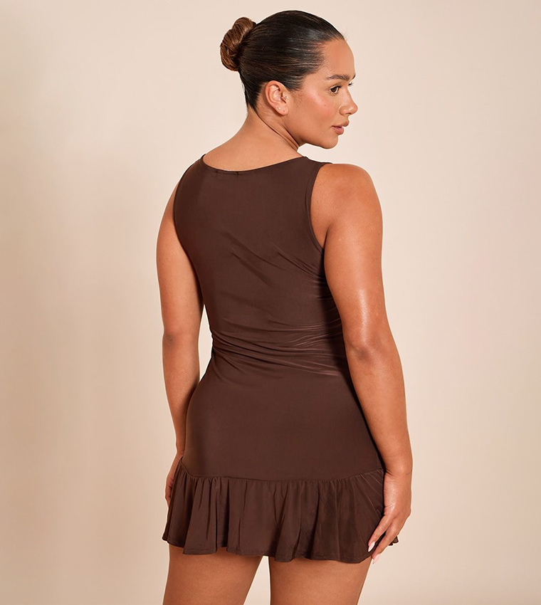 Shape Slinky Frill Detail Sleeveless Mini Dress