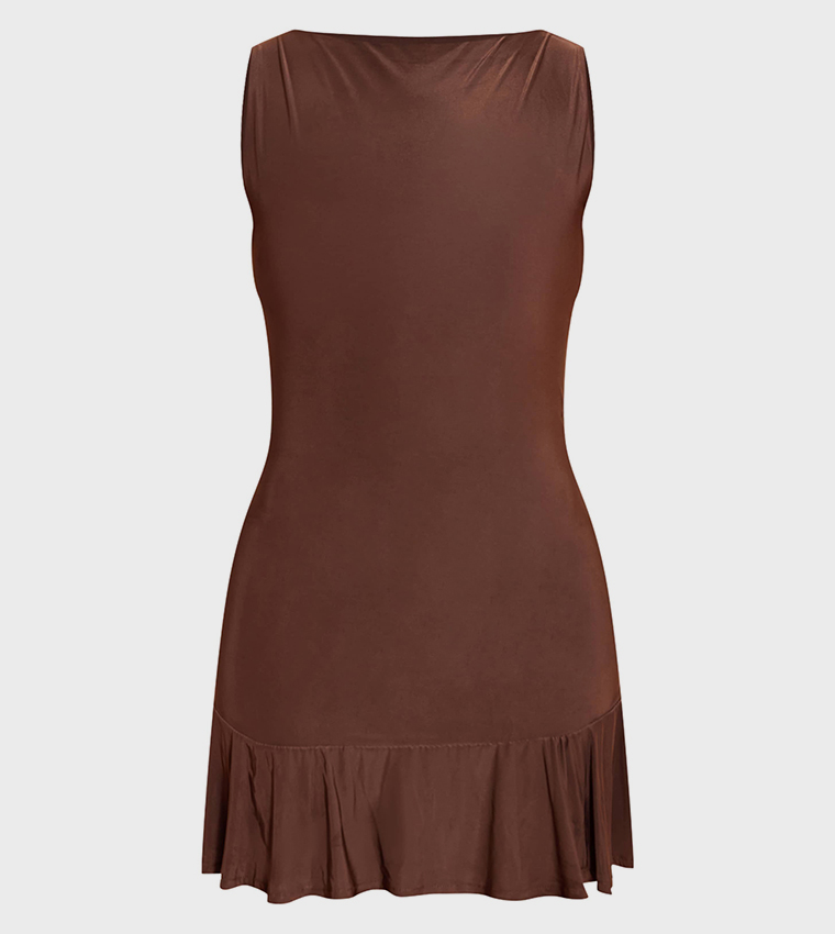 Shape Slinky Frill Detail Sleeveless Mini Dress