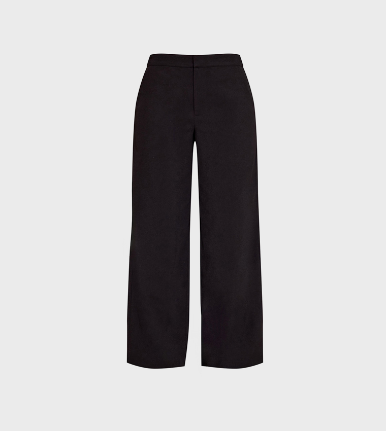 Petite Mid Rise Wide Leg Tailored Trousers
