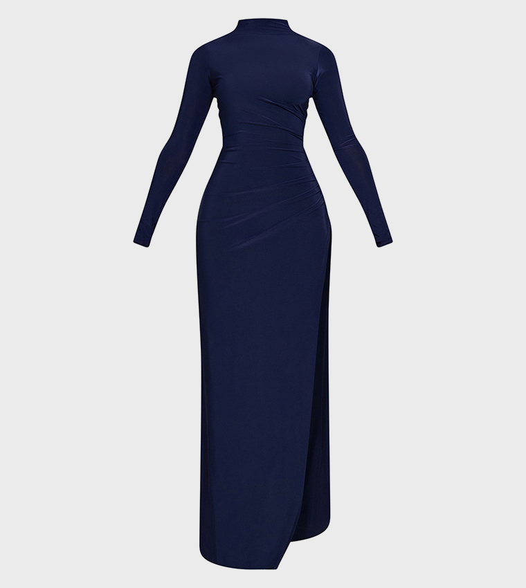 فستان ماكسي بياقة عالية للمقاسات الصغيرة