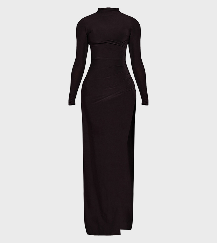 فستان ماكسي بياقة عالية للمقاسات الصغيرة