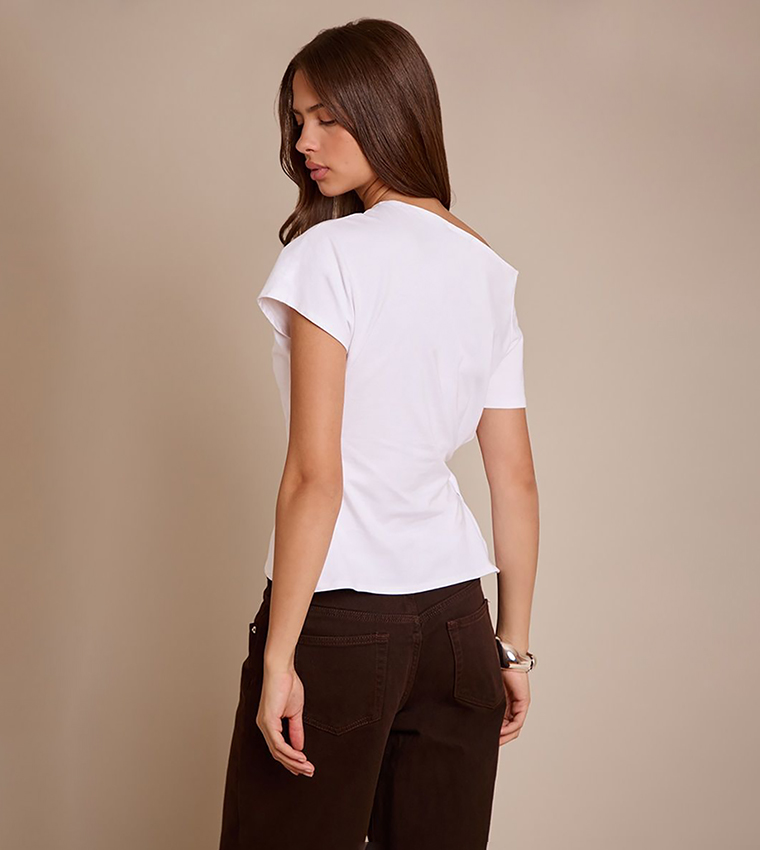 Solid Tie Waist Detail T-Shirt