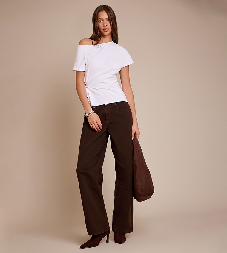 Solid Tie Waist Detail T-Shirt