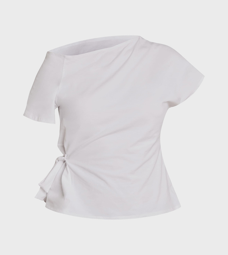 Solid Tie Waist Detail T-Shirt