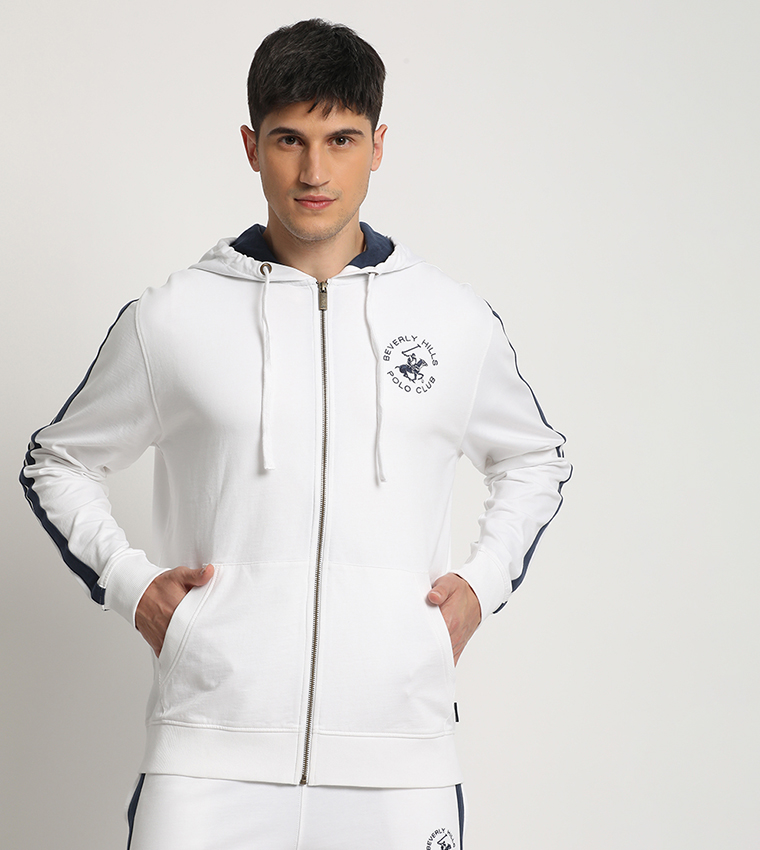 Logo Embroidered Zippered Hoodie Jacket