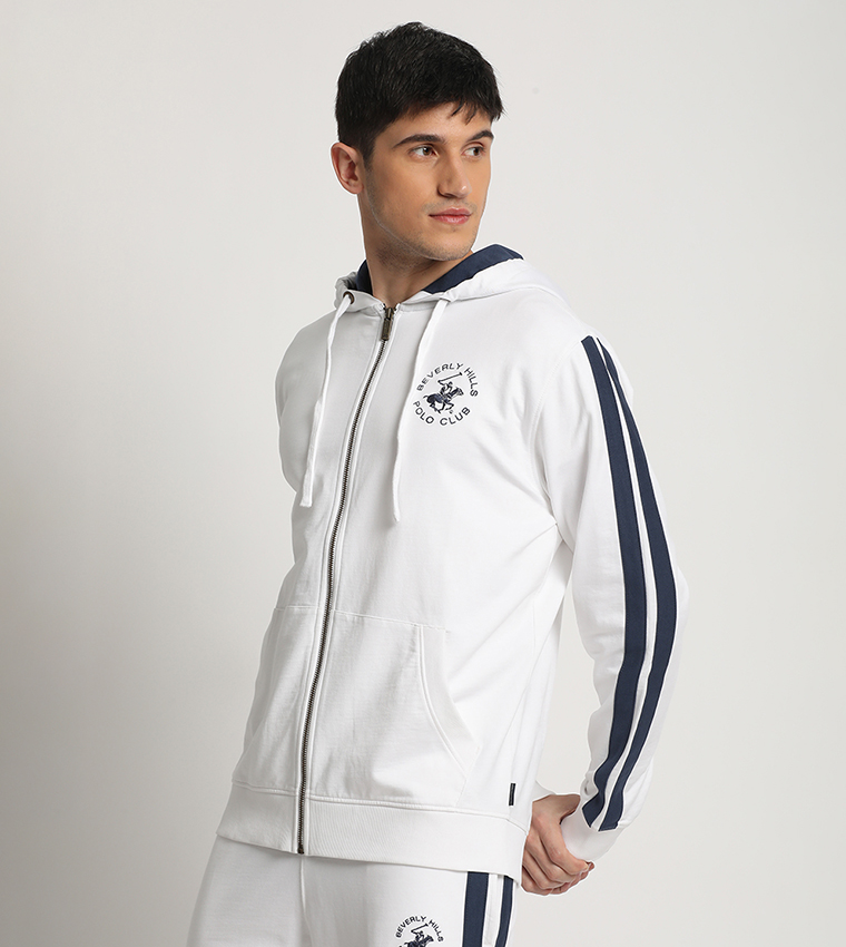 Logo Embroidered Zippered Hoodie Jacket