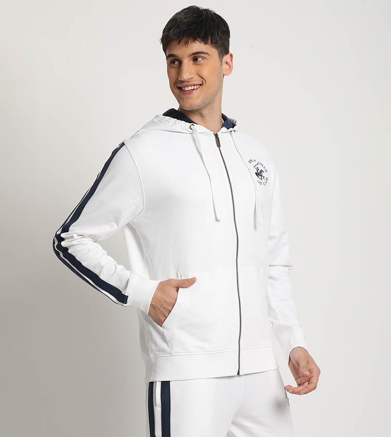 Logo Embroidered Zippered Hoodie Jacket