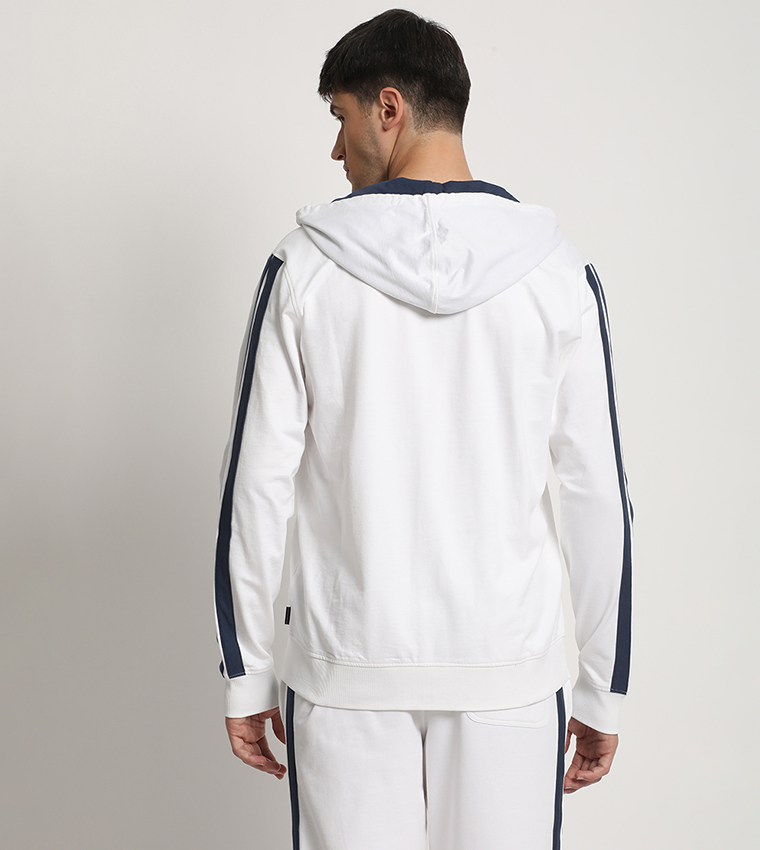Logo Embroidered Zippered Hoodie Jacket