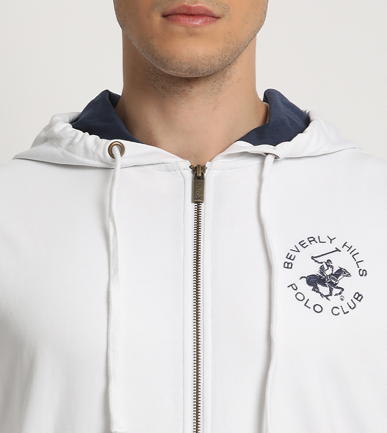 Logo Embroidered Zippered Hoodie Jacket