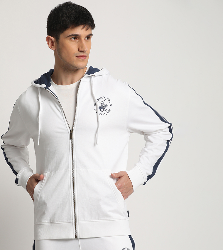 Logo Embroidered Zippered Hoodie Jacket