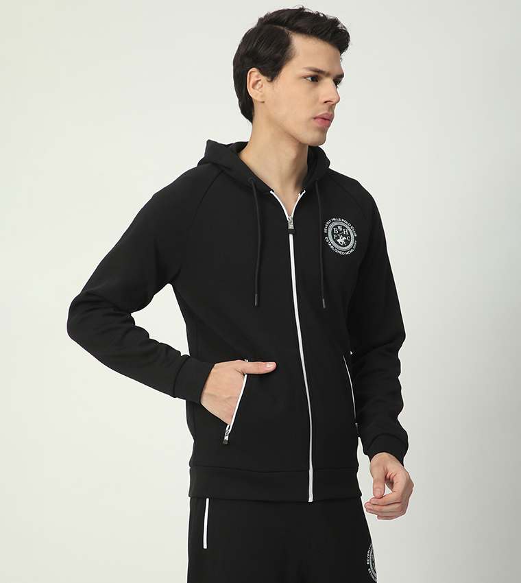 Logo Printed Long Sleeves Hooded Jacket