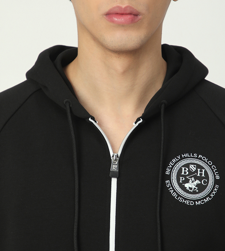 Logo Printed Long Sleeves Hooded Jacket