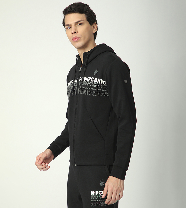 Logo Printed Long Sleeves Hooded Jacket