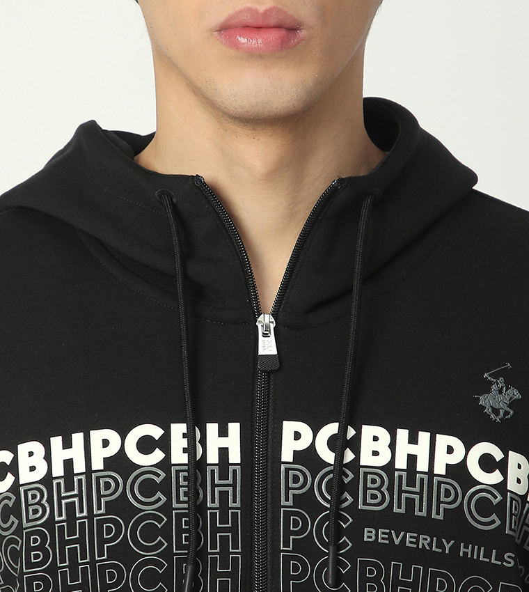 Logo Printed Long Sleeves Hooded Jacket