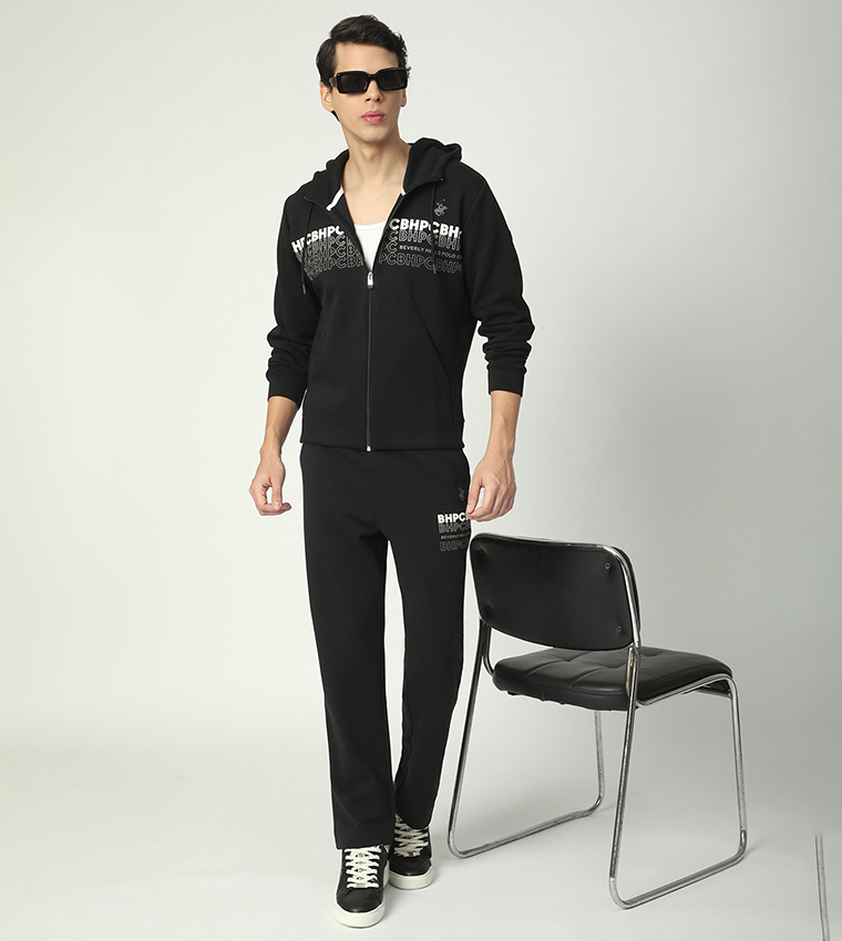 Logo Printed Long Sleeves Hooded Jacket