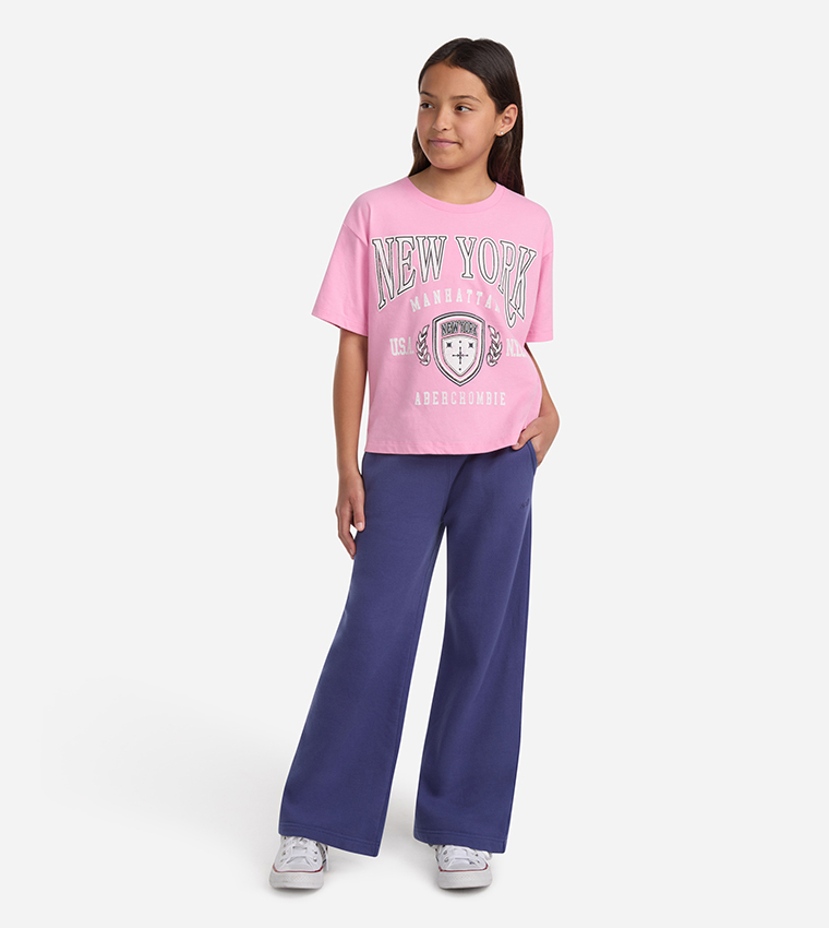 Logo Embroidered Wide Leg Sweatpants