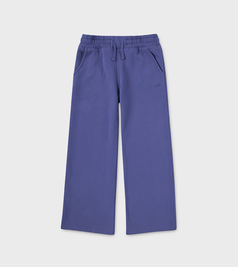 Logo Embroidered Wide Leg Sweatpants