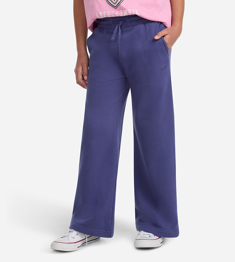 Logo Embroidered Wide Leg Sweatpants