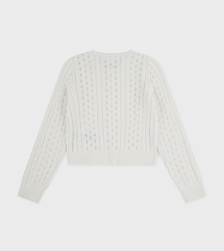 Cable Knit Cropped Cardigan