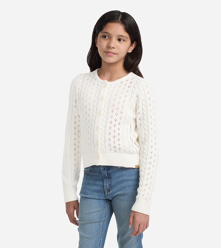 Cable Knit Cropped Cardigan