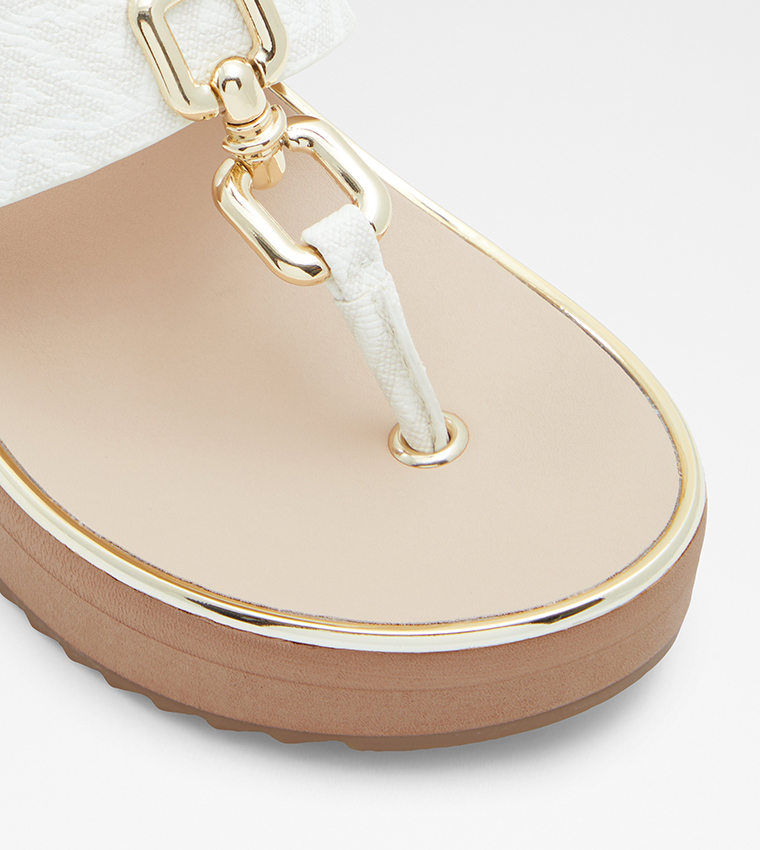 MAESLLAN Metal Accent T-Strap Flatform Heels