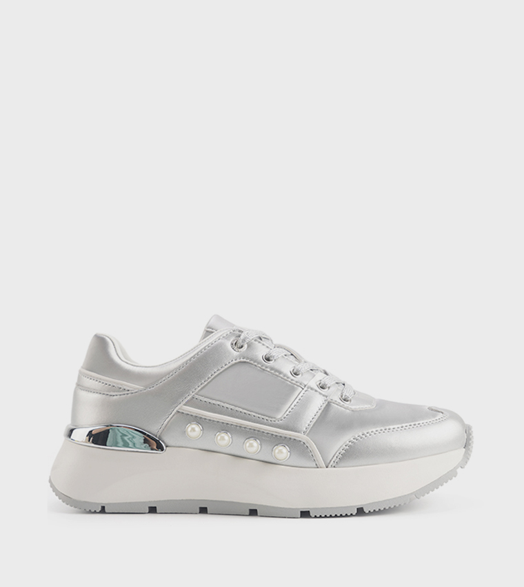 MALIA Metallic Lace-Up Sneakers