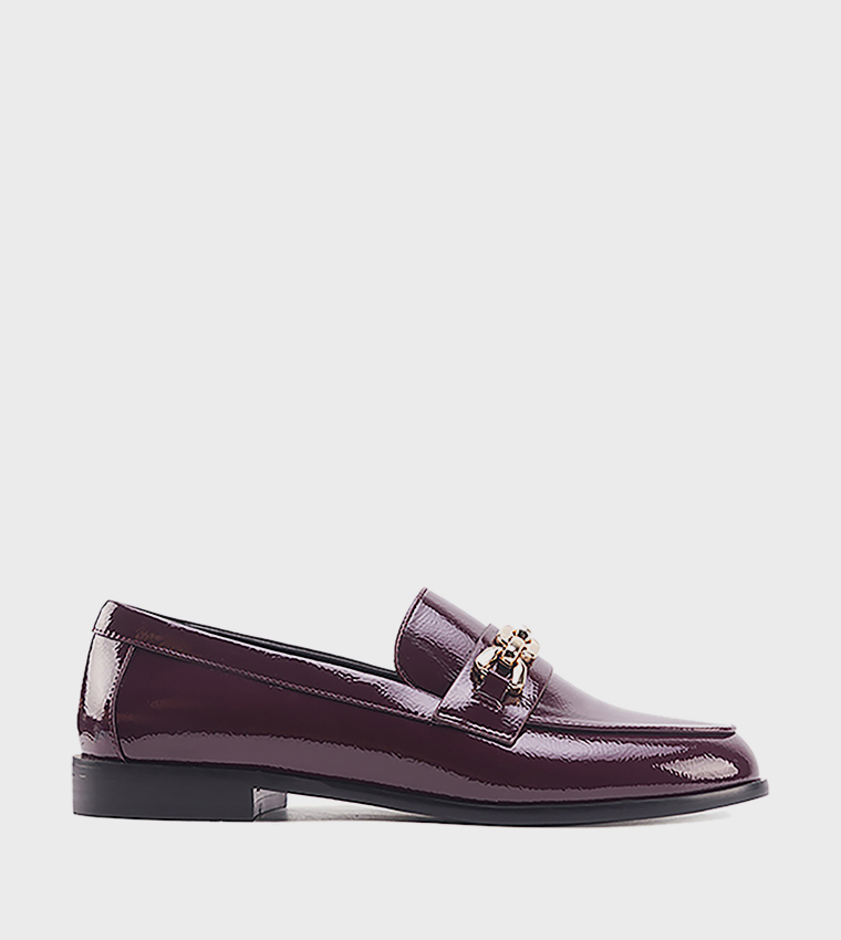 MARAN Glossy Chain Detail Loafers