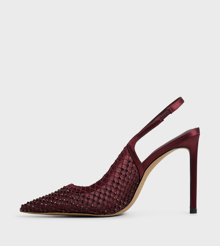 MARCIANA Embellished Mesh Slingback Pumps