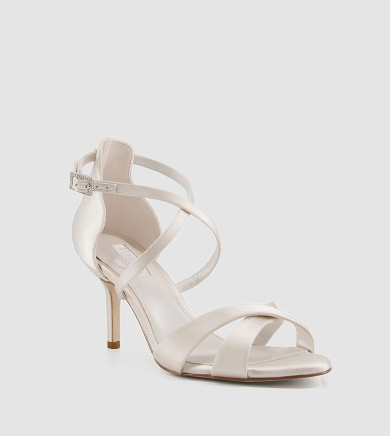 Buy Dune London Maribel Satin Cross Strap Heel In White | 6thStreet Kuwait